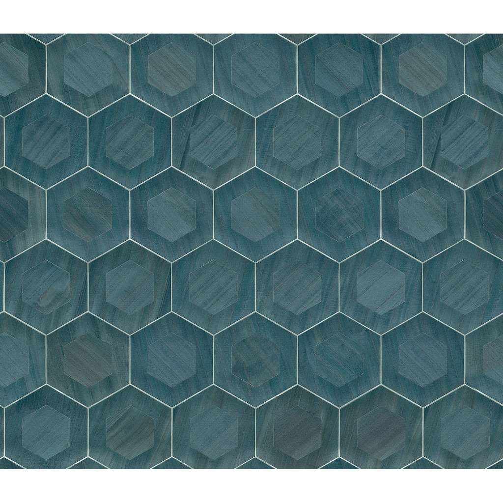 A-Street Prints Shunan Blue Veneer Inlay Wallpaper