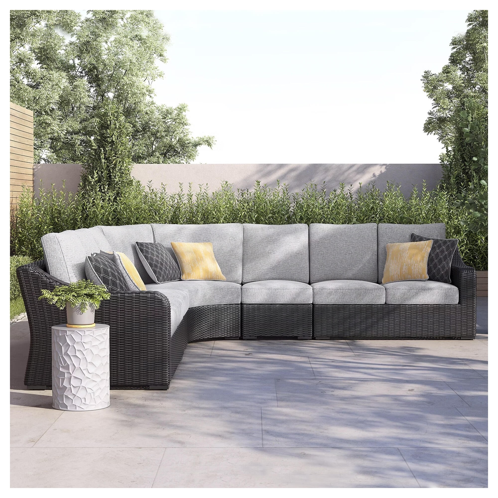 Signature Design by Ashley Beachcroft Gray 5-piece Outdoor Sectional - 130"W x 130"D x 35.75"H