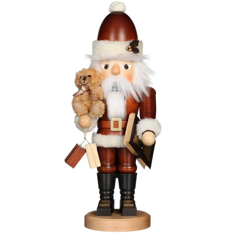 18" Black Brown Christian Ulbricht Santa Teddy Nutcracker Decoration