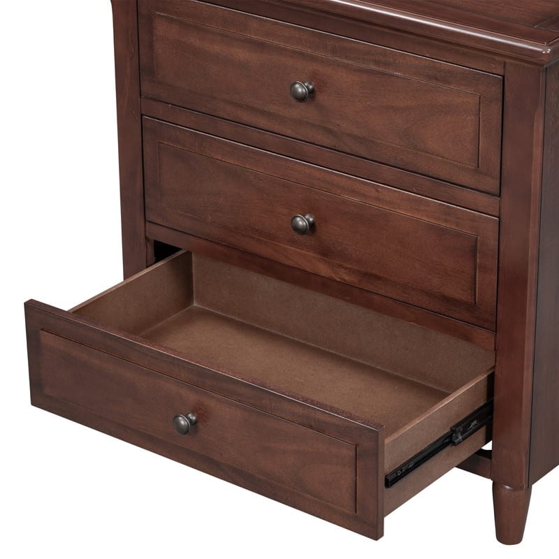 Elegant 3-Drawer Nightstand (Set of 2) Storage Cabinet Crafted from Solid Wood for Bedroom Organization