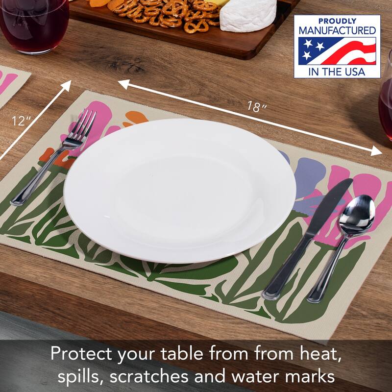 Matisse Garden 4-Pack Poly-Cotton Blend Placemats Manufactured in The USA Machine Washable Dryer Safe