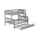 preview thumbnail 17 of 25, Twin Over Full Bunk Kids Bed Frame with Trundle, Detachable & Convertible Bed with Reversible Ladder & Guardrail, Espresso