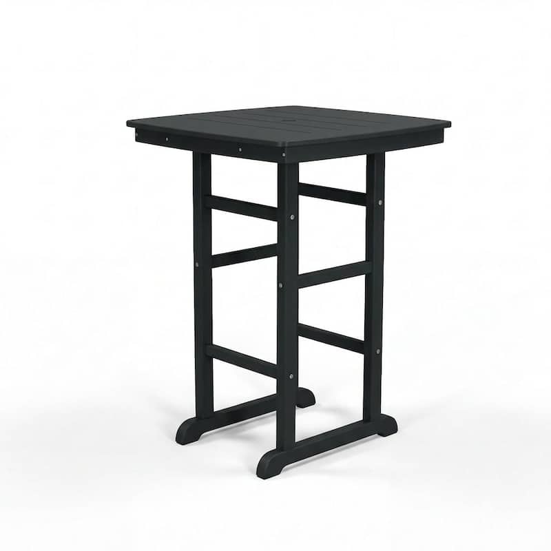 HDPE Poly Lumber Bar Height Patio Table, All-Weather Outdoor High Top Bistro Table, Slatted Top, Easy Assembly