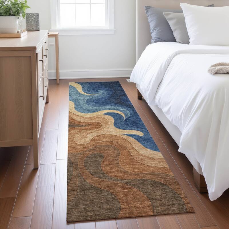 Machine Washable Indoor/ Outdoor Modern Dejuan Chantille Rug