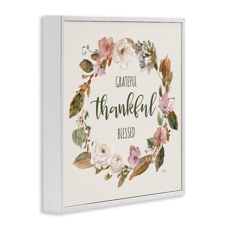 Stupell Elegant Gratitude Wreath Framed Giclee Art Design By Livi Finn