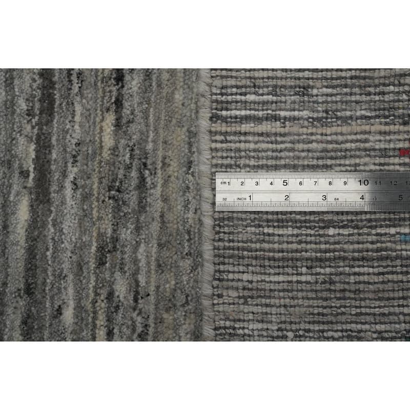 Hand Knotted Oriental 100% Wool Carpet Tribal Animal Pictorial Greys & Charcoal Gabbeh Area Rug - 12' 6'' X 9' 2''