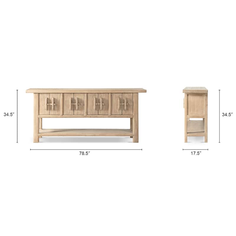 Jennifer Taylor Home Rowan 60" Solid Reclaimed Pine Sideboard with Lower Shelf, Heritage Light Natural Brown Reclaimed Pine