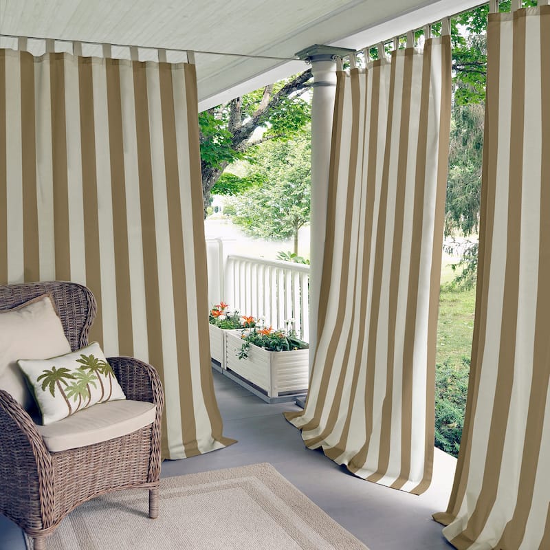 Elrene Highland Stripe Indoor/ Outdoor Single Curtain Panel