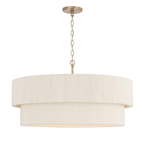 slide 2 of 3, Delaney 4-light Matte Brass Hanging Pendant