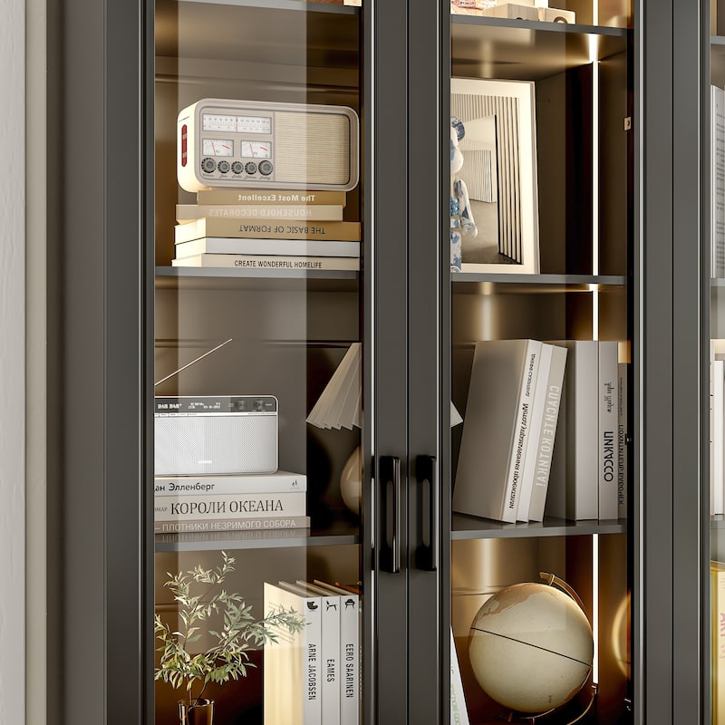 Organizer Eco-Friendly Accent Light Strip Bookshelves Display Cabinet - 63"x78.7“