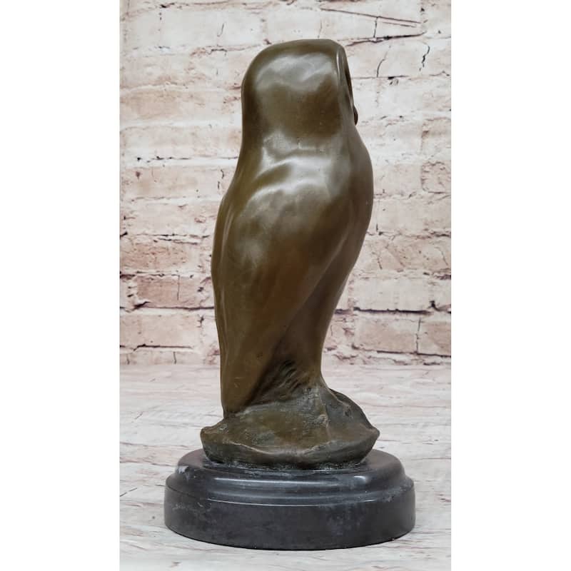 Bronze Metal Owl Bird Sculpture Statue Figure Original Art By Milo On Marble Base