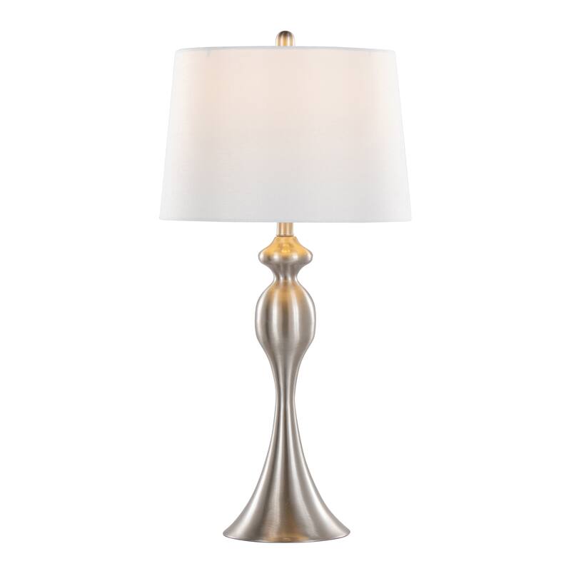 Porch & Den Ashland 30" Metal Table Lamp (Set of 2) - Brushed Nickel/White Linen