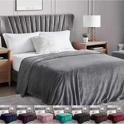 Cozy Microfiber Extra Soft Solid Color Throw Bed Blanket