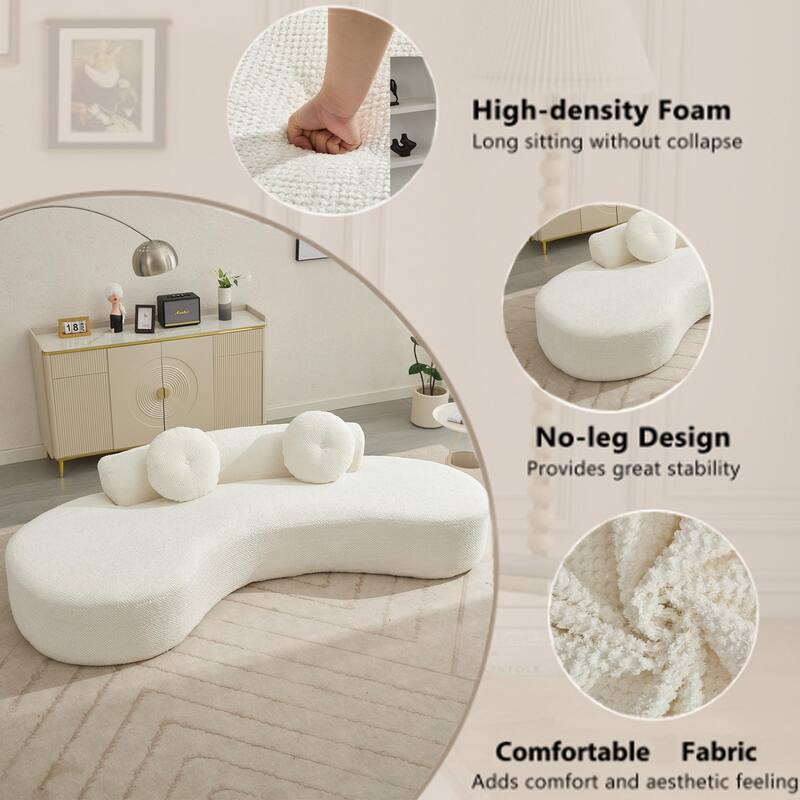 Beige Corduroy Cloud Sofa with Pillows