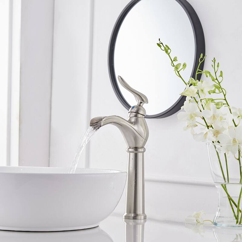 Brushed Nickel Vessel Sink Faucet Bathroom Faucet Drain with Assembly