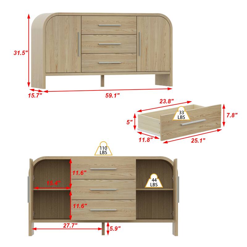 Rounded - corner Storage Cabinet: Light Wood Finish with a Soft - edged Design for Ample Storage