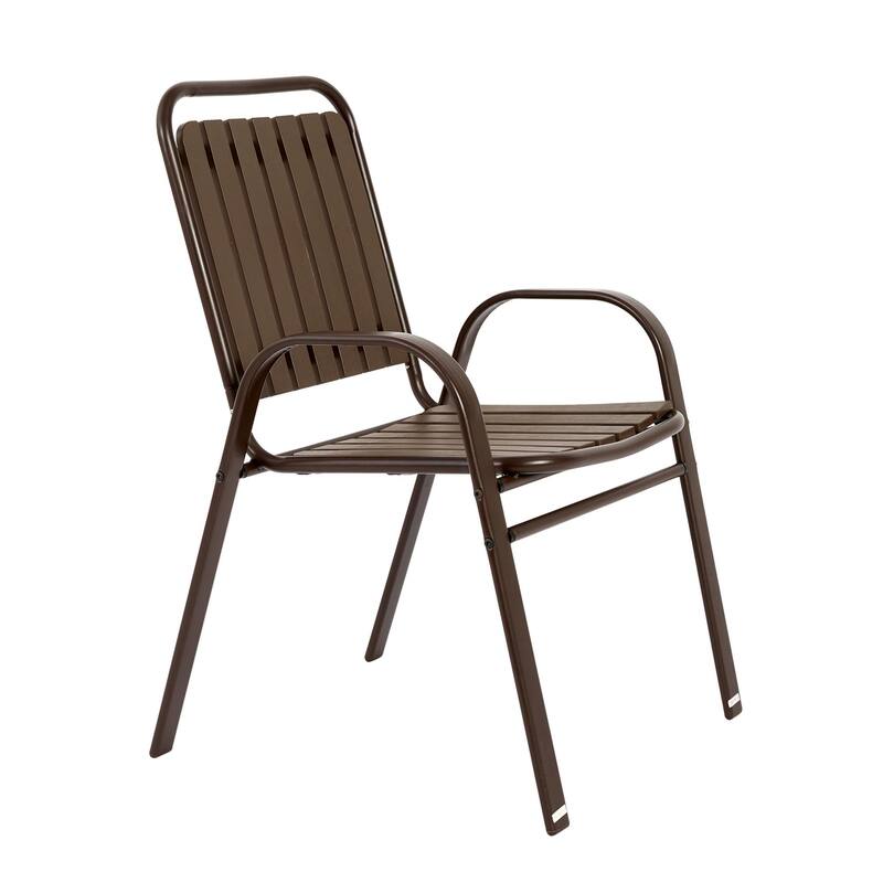 7 Piece Patio Dining Table Chair Set, Outdoor Conversation Furniture Set with Rectangular Steel Table and 6 Chairs