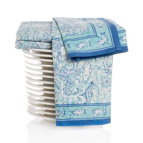 La Mer Aqua Tea Towels 20x30 Set of 3 Bed Bath Beyond 32408658