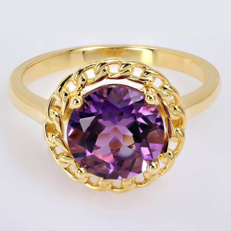 Miadora 2 1/4 CT TGW Amethyst-Africa Fashion Ring Yellow Silver