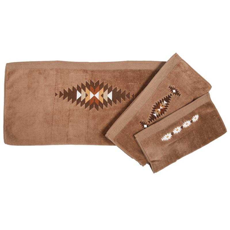 Paseo Road by HiEnd Accents Yosemite Embroidered Towel Set,3PC - Mocha