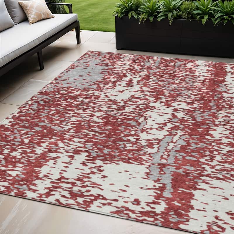 HomeRoots Abstract Transitional Rectangle Outdoor Rug - 5' X 8'