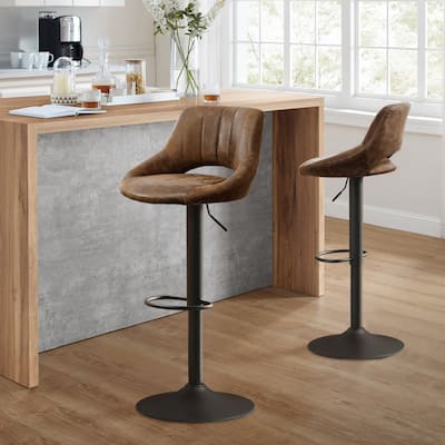 Art Leon Modern Adjustable 360 Swivel Barstool with Retro Faux Leather