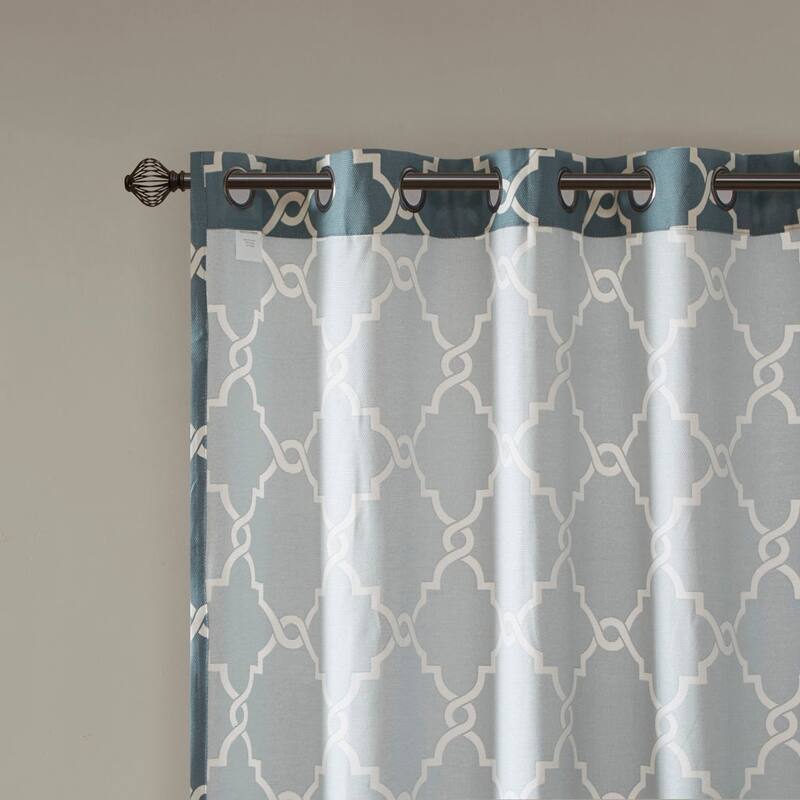 Fretwork Print Grommet Top Window Curtain Panel(Only 1 Pc Panel)