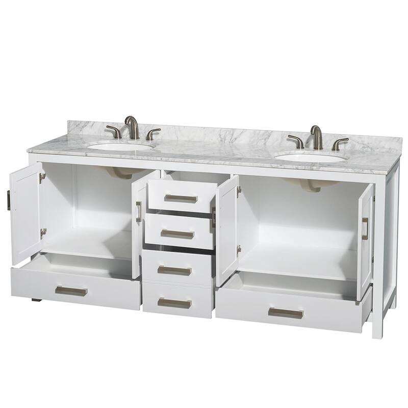 Wyndham Collection Sheffield 80" Freestanding Vanity Set with Hardwood