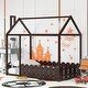 preview thumbnail 19 of 25, Twin Size House Bed Frame Wooden Playhouse Bed Frame with Fence and Roof for Kids Bedroom, (Slats are not included) Twin - Espresso