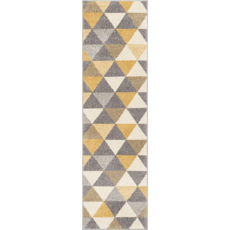 Well Woven Mid Century Modern Geometric Runner Rug - 2' x 7'3 - 2' x 7'3 - Gold