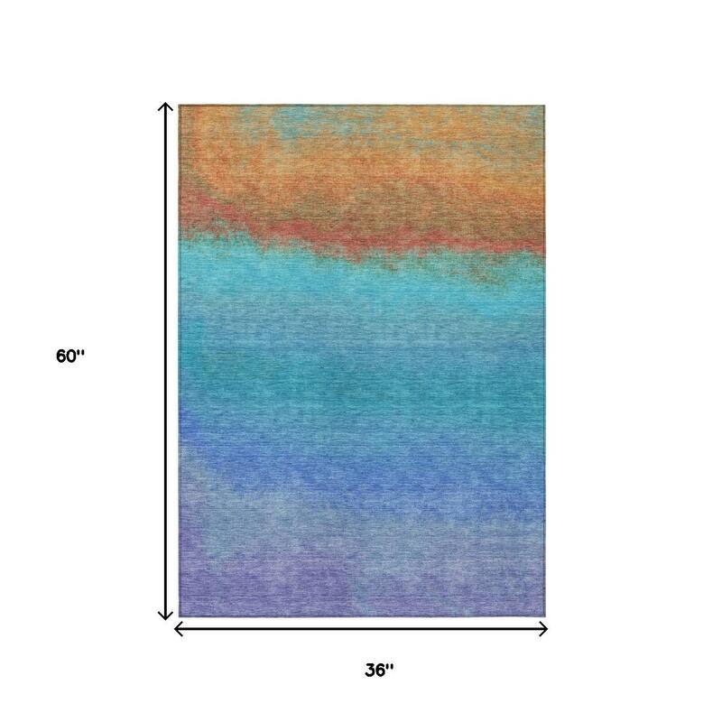 HomeRoots Ombre Transitional Rectangle Outdoor Rug