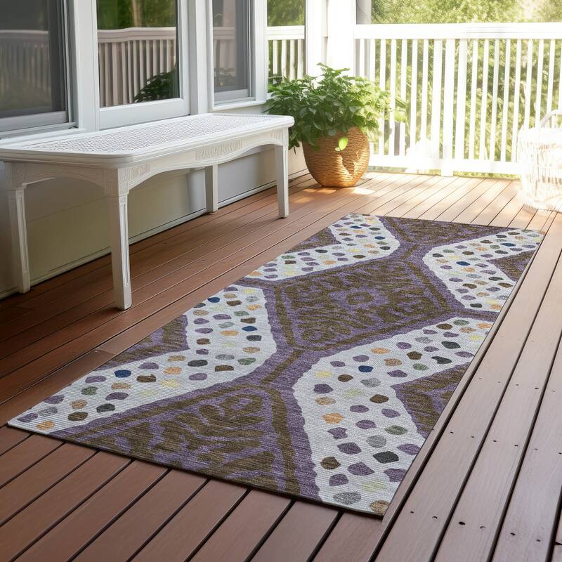 Machine Washable Indoor/ Outdoor Global Nipsey Chantille Rug - Plum - 2'3" x 7'6"