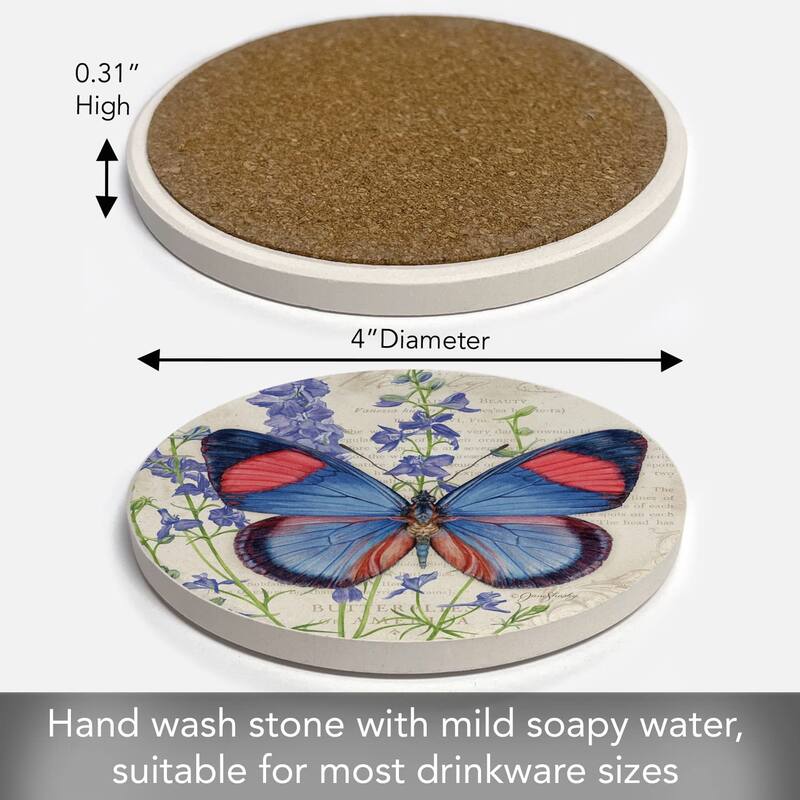 CounterArt Painted Beauty Absorbent Stone Tumbled Tile Coaster Set of 4 Made in The USA Protective Cork Backing