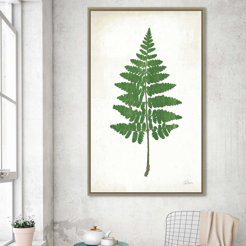 "Chalkboard Fern Green II" Print on Floating Canvas
