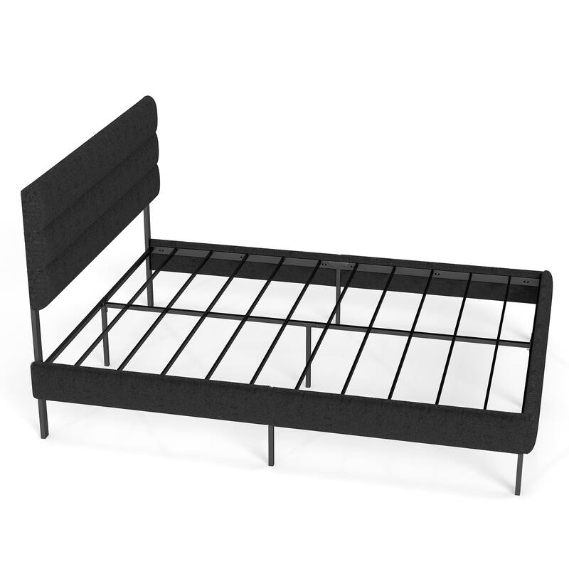 Queen Size Upholstered Platform Bed Frame with Headboard, 14'' Underbed Storage, No Box Spring Needed