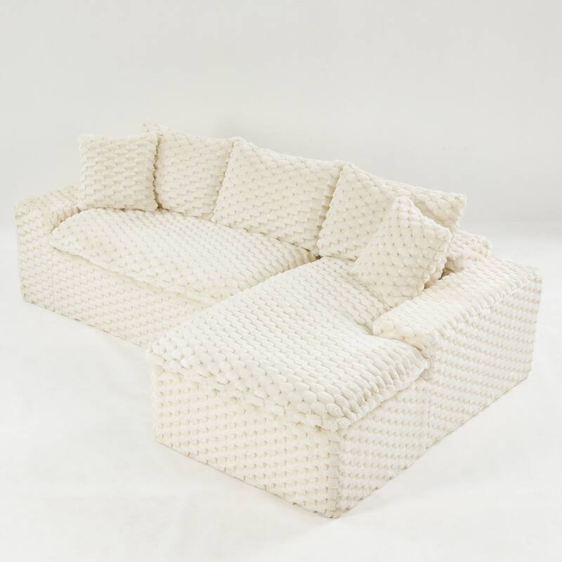 L-Shaped Sleeper Sectional Sofa Convertible Straight Sofa, Loveseat and Chaise Lounge Set for Living Room