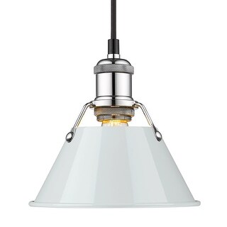 Yep by Golden Lighting Orwell 1-light 8in Pendant in Chrome and Dusky Blue shade - Silver