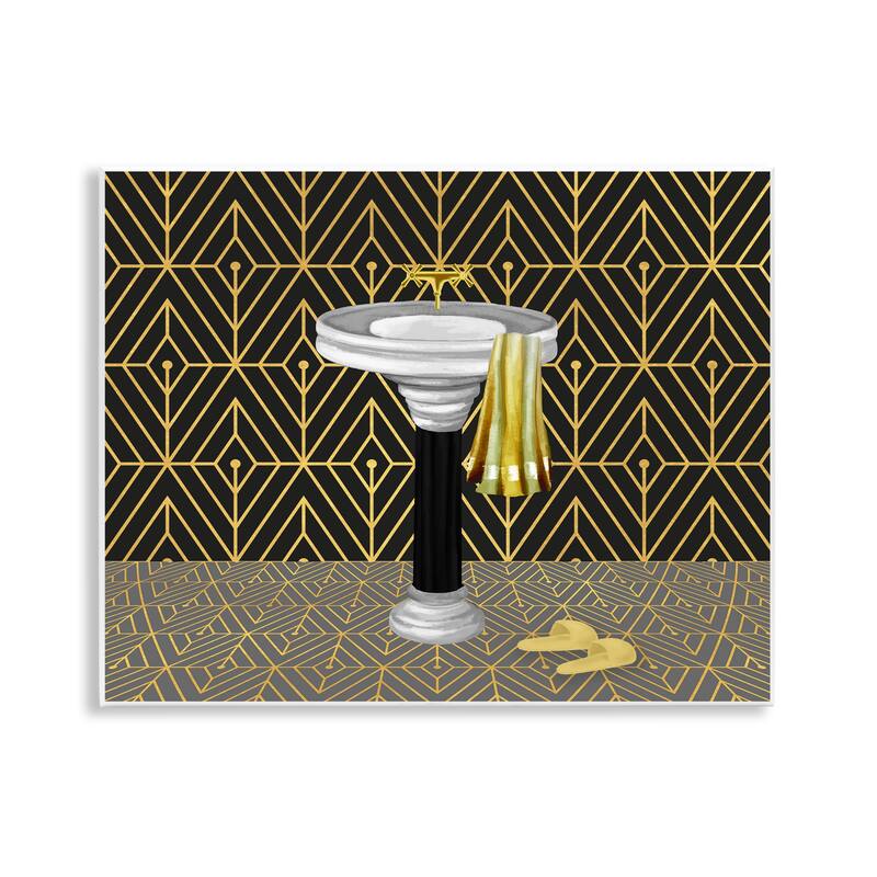 Stupell Deco Style Glam Bathroom Wall Plaque Art Design By Conrad Knutsen - 14 x 11