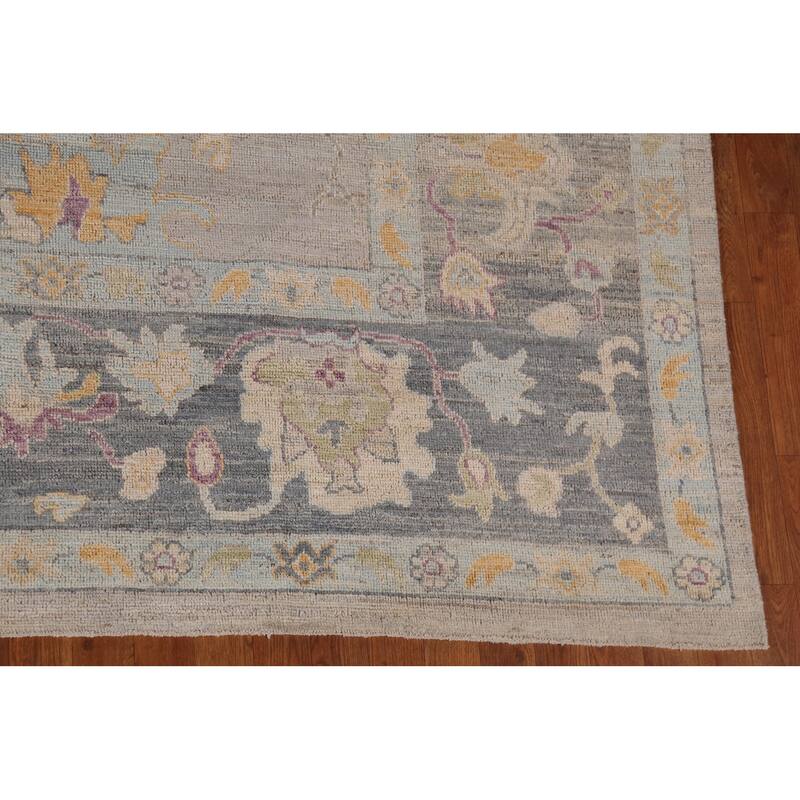 Vegetable Dye Oushak Turkish Large Rug Hand-Knotted Wool Carpet - 9'11"x 13'9"