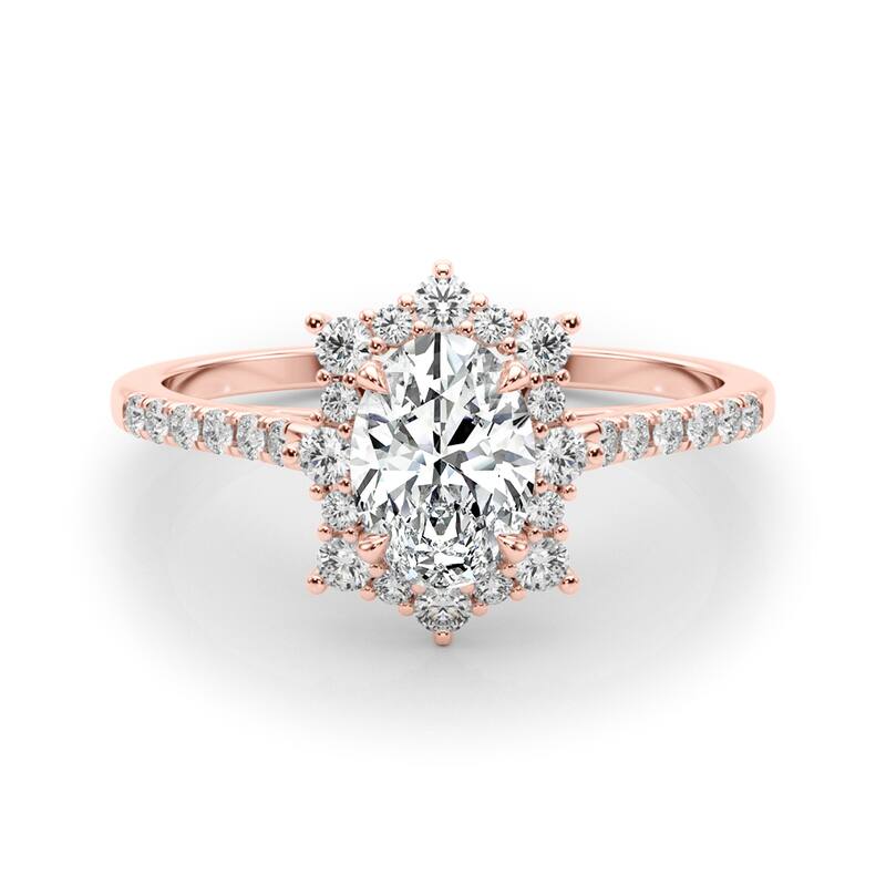 Auriya 14k Rose Gold Lab Grown Oval Diamond Halo Engagement Ring 0.50 to 5.00 ct. tw. (F-G VS)