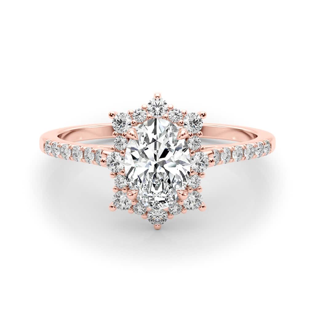 Auriya 14k Rose Gold Lab Grown Oval Diamond Halo Engagement Ring 0.50 to 5.00 ct. tw. (F-G VS)