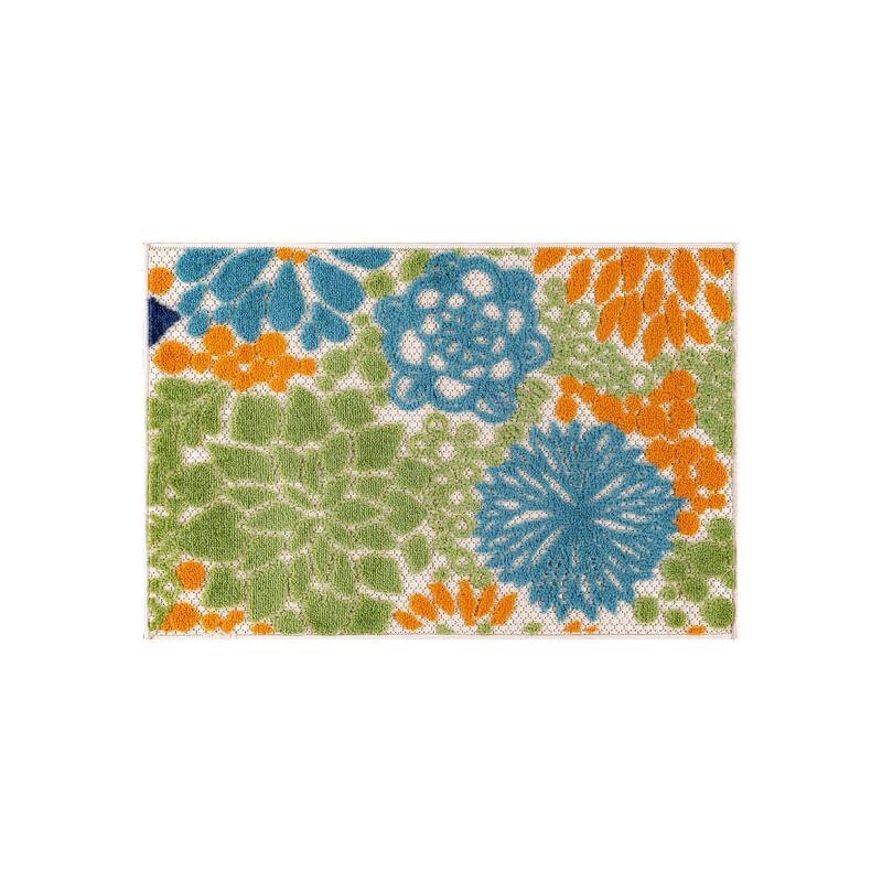 World Rug Gallery Indoor/Outdoor High-Low Textured Area Rug, Floral, Easy-Clean Patio Rug