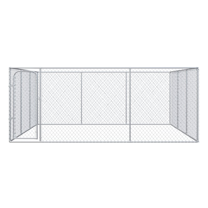 PawHut Outdoor Dog Kennel Galvanized Chain Link Fence Heavy Duty Pet Run House Chicken Coop with Secure Lock Mesh Sidewalls