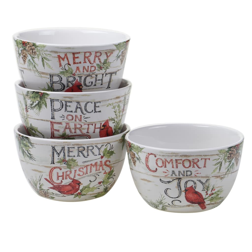 Certified International Evergreen Christmas 22 oz. Ice Cream/Dessert Bowls (Set of 4)