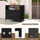 preview thumbnail 19 of 18, Costway Patio Rattan Storage Cabinet with Acacia Wood Countertop Open - See Details