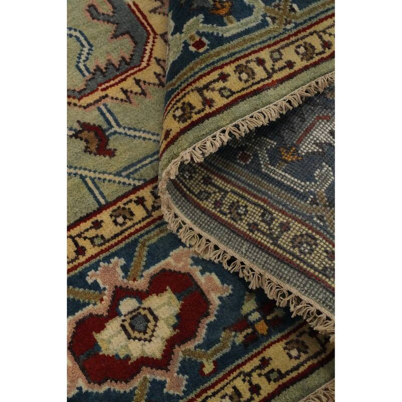 Hand-knotted Transitional Wool Carpet Green Oushak Rug Floral Oriental Area Rug - 19' 9'' X 7' 11''