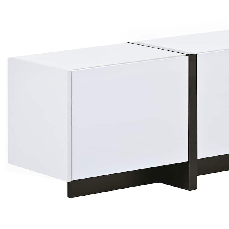 74.8" TV Stand with High Gloss UV Surface, 2 Small Drawers and 3 Big Cabinets for TVs Up to 80"