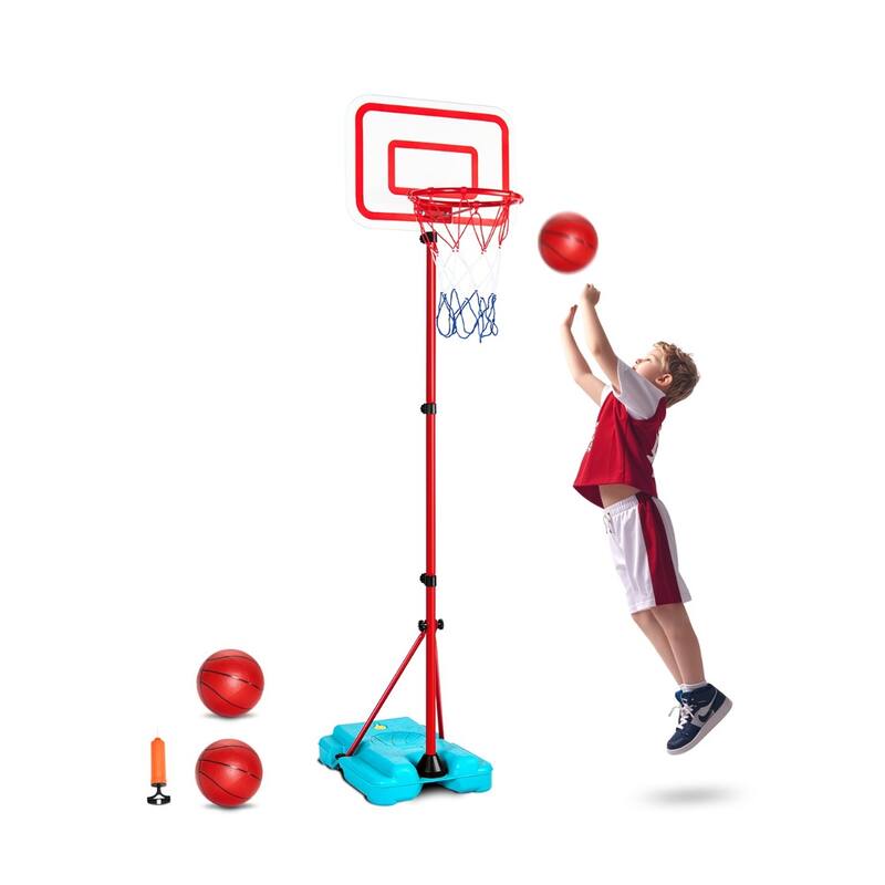 Red Blue Steel Adjustable Kids Basketball Hoop with 3 Balls
