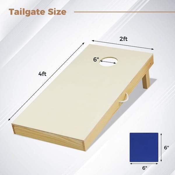 Costway 1/2 PCS 4'x2' Portable Corn Hole Game Board Includes 8 Bean - Natural
