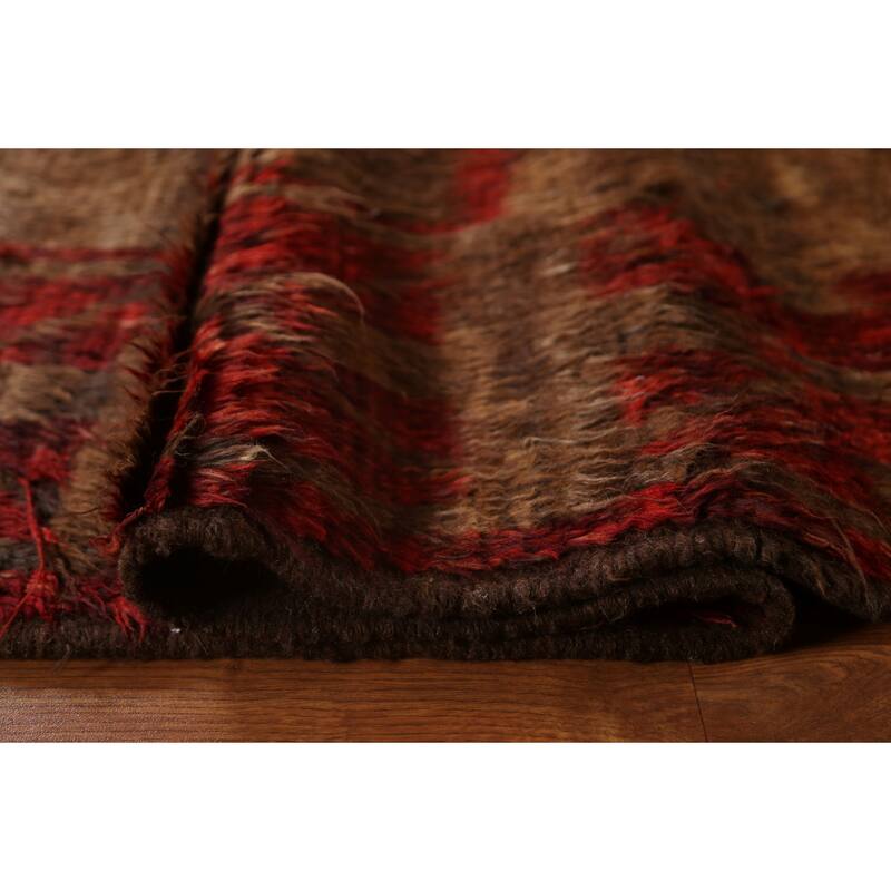 Brown Tribal Geometric Moroccan Berber Area Rug Handmade Wool Carpet - 8'1" x 10'6"